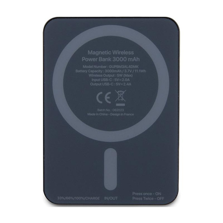 Guess Metal Script Logo MagSafe - 3.000 mAh 5W MagSafe Induktions-Powerbank (schwarz)