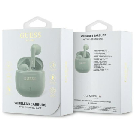 Guess Printed Classic Logo - TWS Casque Bluetooth + étui de chargement (vert)