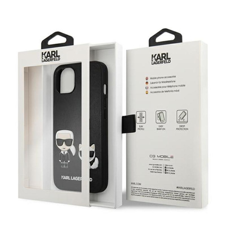 Karl Lagerfeld PU Leather Karl & Choupette Embossed - iPhone 13 Case (noir)