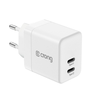 Crong Ultra Compact GaN - 2x USB-C 35W PD 3.0 hálózati töltő PPS-sel (fehér)