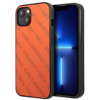 Karl Lagerfeld Perforated Allover - kryt pro iPhone 13 mini (oranžový)