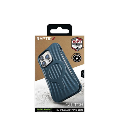X-Doria Raptic Clutch MagSafe - Biologisch abbaubare Hülle für iPhone 14 Pro (Falltest 3m) (Marineblau)