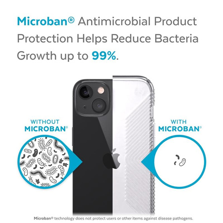 Speck Presidio Perfect-Clear with Grips - Coque pour iPhone 13 avec revêtement MICROBAN (transparent)