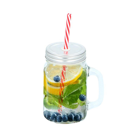 Alpina - set of glass beverage jars with straws 4 pcs. with a 1 L carafe