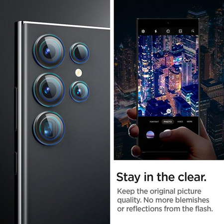 Spigen Optik Pro GLAS.TR EZ Fit Camera Protector 2-Pack - Szkło ochronne na obiektyw do Samsung Galaxy S24 Ultra (2 szt) (Czarny)