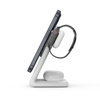Crong MagSpot Pivot Stand - bezdrátová nabíječka 3 v 1 s MagSafe pro iPhone, Apple Watch a AirPods (bílá)