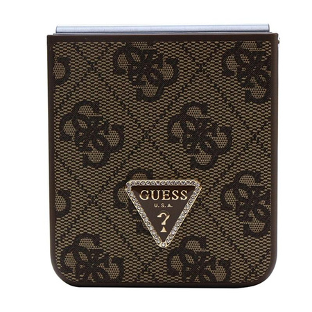 Guess bőr 4G Triangle Strass - Samsung Z Flip 5 tok (barna)