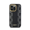 DKNY bőr kockás monomintás MagSafe - iPhone 14 Pro Max tok (fekete)