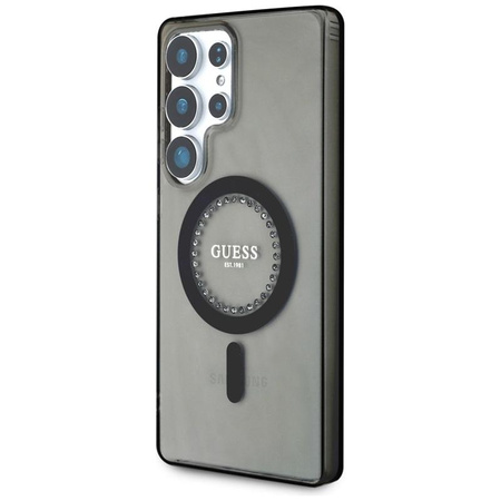 Guess Rhinestones Printed Classic Logo MagSafe - Hülle für Samsung Galaxy S25 Ultra (schwarz)