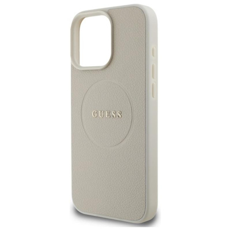 Pouzdro Guess Grained Ring MagSafe - iPhone 16 Pro Max (béžové)