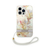Guess Flower Cord - Tasche mit Umhängeband iPhone 14 Pro Max (lila)