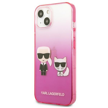 Karl Lagerfeld Gradient Ikonik Karl & Choupette - iPhone 13 mini Tasche (rosa)