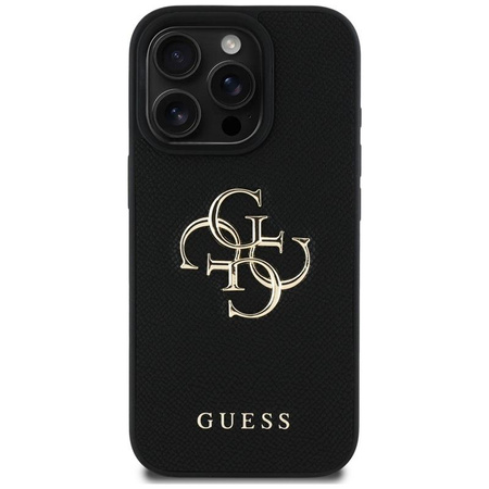 Guess Grained Big 4G Logo Small Classic Logo - pouzdro pro iPhone 16 Pro Max (černé)