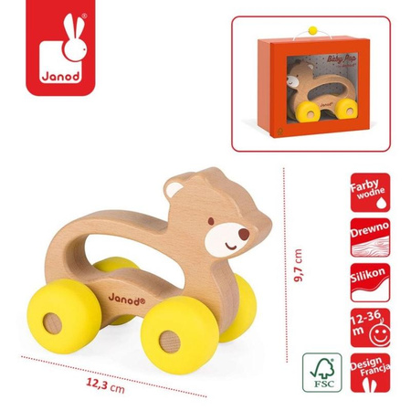 Janod - Baby Pop wooden vehicle teddy bear