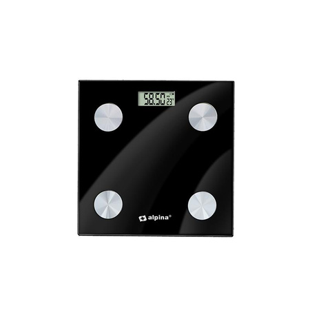 Alpina - Intelligente Waage mit BMI-Körperanalysator, Bluetooth, App (schwarz)