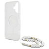 Guess IML Glitter With Pearl Strap MagSafe - pouzdro pro iPhone 16 Plus (průhledné)