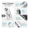 Speck Presidio Perfect-Clear Grip ClickLock & MagSafe - Coque pour iPhone 15 Pro (Transparent / Finition Chrome / Argent Serein)