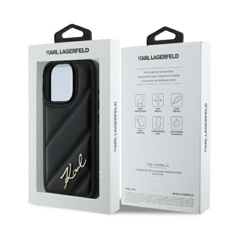 Karl Lagerfeld Quilted Signature - pouzdro pro iPhone 16 Pro Max (černé)