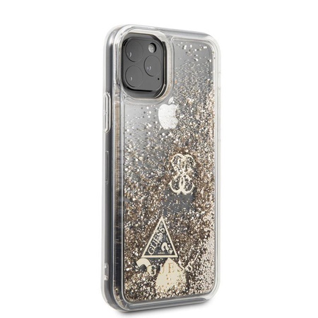 Guess Liquid Glitter Hearts - Etui iPhone 11 Pro (złoty)