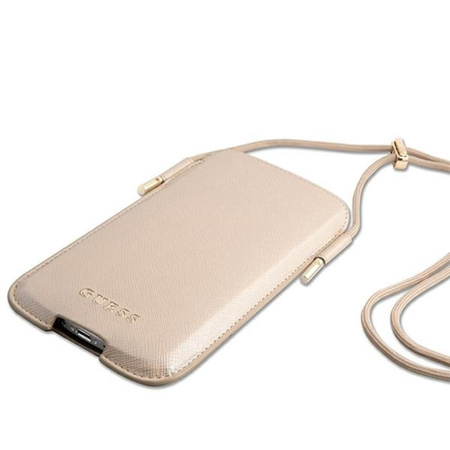 Guess Saffiano Pouch - Phone bag S / M max 6.1 "(gold)