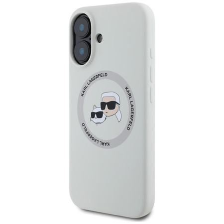 Karl Lagerfeld szilikon dupla fej és kör MagSafe - tok iPhone 16-hoz (bézs)