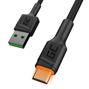 Green Cell Ray - USB - microUSB kabel 120 cm se žlutým LED podsvícením, rychlé nabíjení Ultra Charge, QC3.0