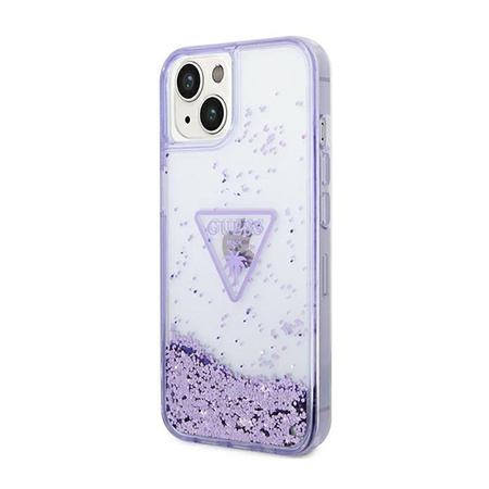 Pouzdro Guess Liquid Glitter Triangle Logo - pouzdro pro iPhone 14 Plus (fialové)