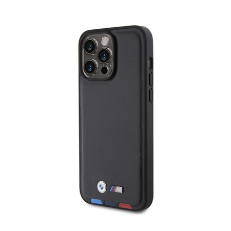BMW Leather Hot Stamp Tricolor - Case for iPhone 15 Pro Max (black)