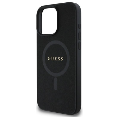 Guess Saffiano Classic Logo MagSafe – Pouzdro pro iPhone 16 Pro Max (černé)