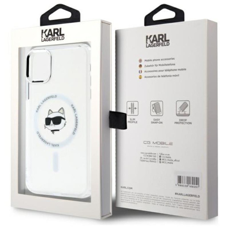 Karl Lagerfeld IML Metal Choupette Head MagSafe - Pouzdro na iPhone 11 (bílá)