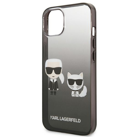 Karl Lagerfeld Gradient Ikonik Karl & Choupette - Hülle für iPhone 13 mini (Schwarz)