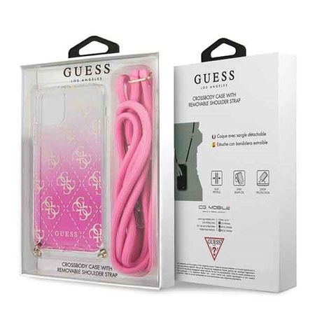 Guess 4G Gradient Hard Case - Case with detachable lanyard iPhone 11 (Pink)