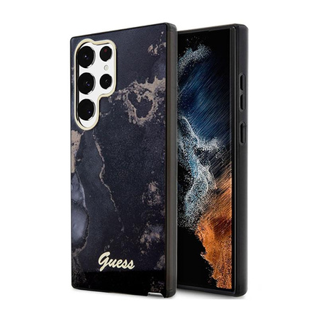 Guess Golden Marble Collection - Case for Samsung Galaxy S23 Ultra (Black)