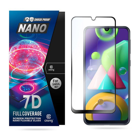 Crong 7D Nano Flexible Glass - 9H Hybridglas für den gesamten Bildschirm des Samsung Galaxy M21