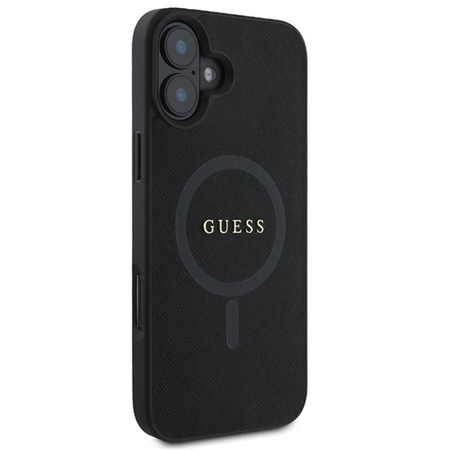 Guess Saffiano Classic Logo MagSafe - iPhone 16 Plus Tasche (schwarz)