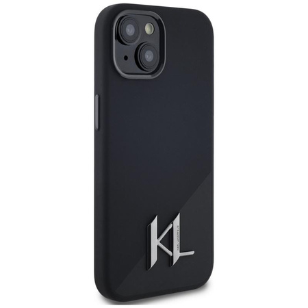 Karl Lagerfeld Silicone Shadow Metal Initial MagSafe - pouzdro pro iPhone 15 (černé)