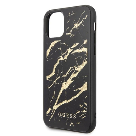 Guess Marble Glass Gold Glitter - Coque iPhone 11 Pro Max (noir)