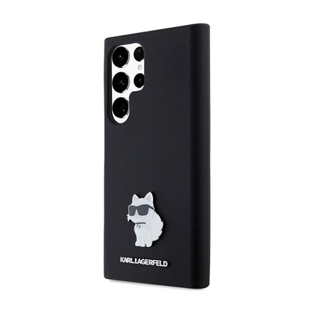 Karl Lagerfeld Silikon Choupette Metall Pin - Samsung Galaxy S24 Ultra Gehäuse (schwarz)