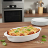 Alpina - Teglia da forno in ceramica, ovale, 27x17x5,3 cm (bianco)