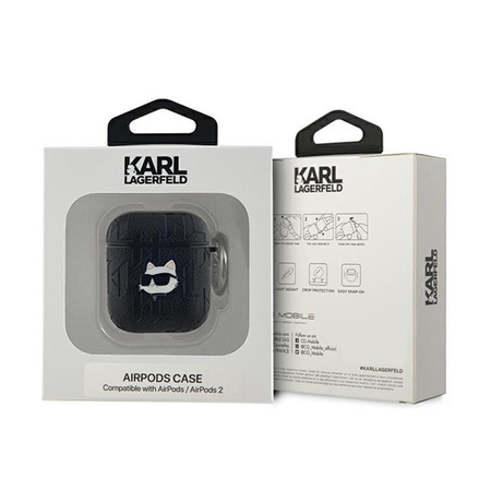 Karl Lagerfeld Monogram Choupette Head - Étui AirPods 1/2 gen (noir)