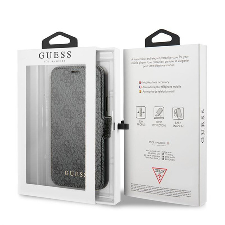 Collection Guess Booktype 4G Charms - Étui pour iPhone 11 avec fentes pour cartes (noir)