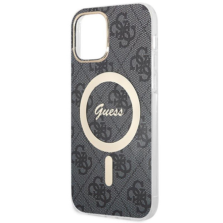 Guess Bundle Pack MagSafe 4G - MagSafe iPhone 12 / iPhone 12 Pro case + charger set (black/gold)
