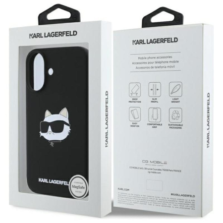 Karl Lagerfeld Silicone Choupette Head Print MagSafe - iPhone 16 Case (black)