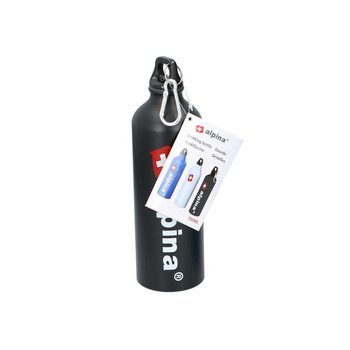 Alpina - Butelka aluminiowa z karabińczykiem 750 ml (Czarny)