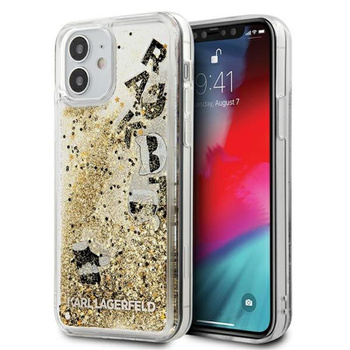 Karl Lagerfeld Glitter Liquid Floating Charms - iPhone 12 mini Hülle (Gold Floating Charms)