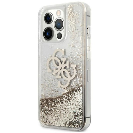 Guess Liquid Glitter 4G Big Logo - iPhone 13 Pro Tasche (Gold)