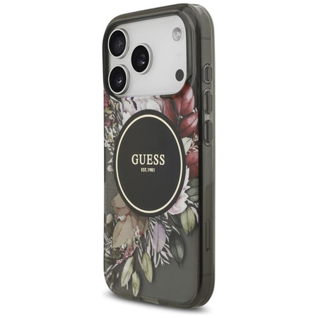 Guess IML Flowers Electro Pearl Strap MagSafe - Case iPhone 17 Pro (black)