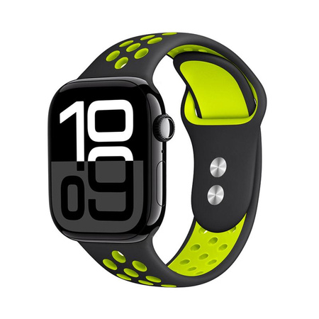 Crong Duo Sport - Bracelet pour Apple Watch 38/40/41/42 mm (noir/citron vert)