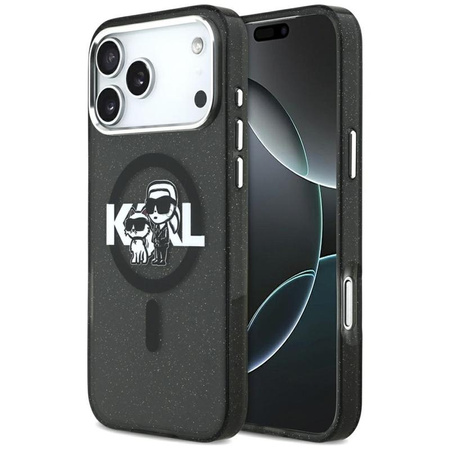 Karl Lagerfeld IML Glitter Karl & Choupette Sketch Logo MagSafe - Case for iPhone 17 Pro Max (black)