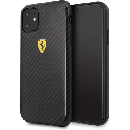 Pevné pouzdro Ferrari On Truck Racing Shield - iPhone 11 (Carbon Effect/Black)